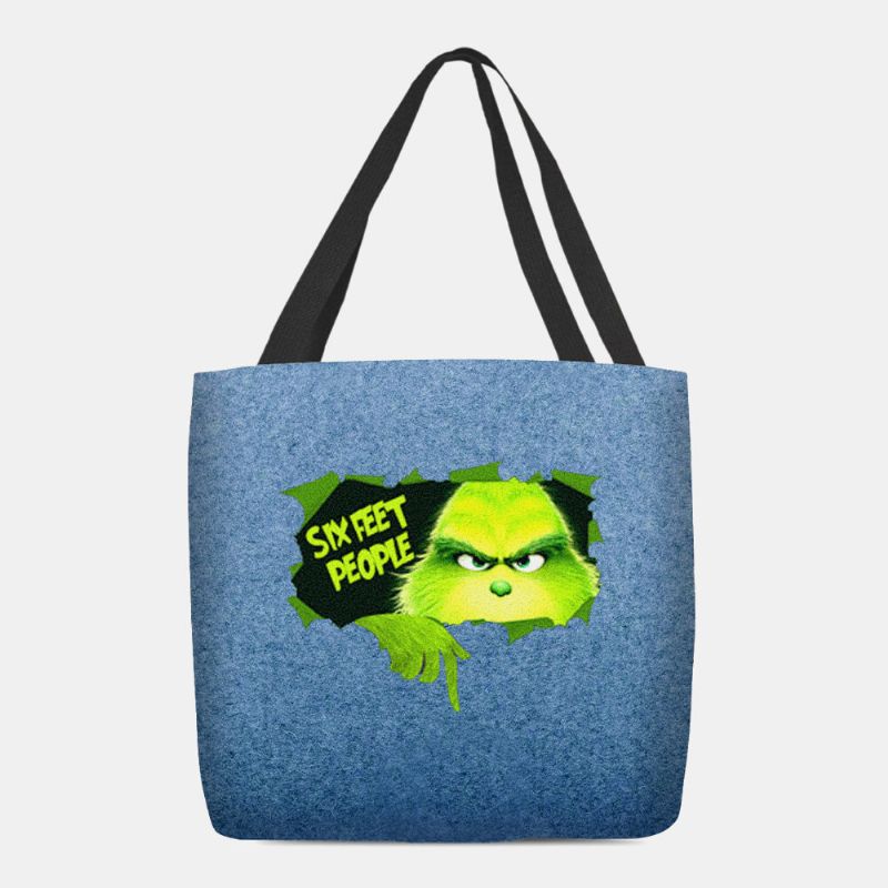 Frauen Fühlte Niedliche Cartoon-grün-monster-muster Umhängetasche Handtasche Tote