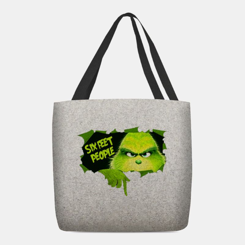 Frauen Fühlte Niedliche Cartoon-grün-monster-muster Umhängetasche Handtasche Tote