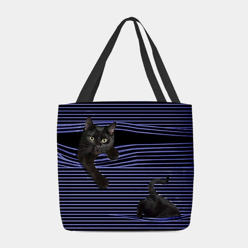 Frauen Fühlten Nettes 3d Dreidimensionales Schwarzes Katzen-streifen-muster-schulter-beutel-handtaschen-tote