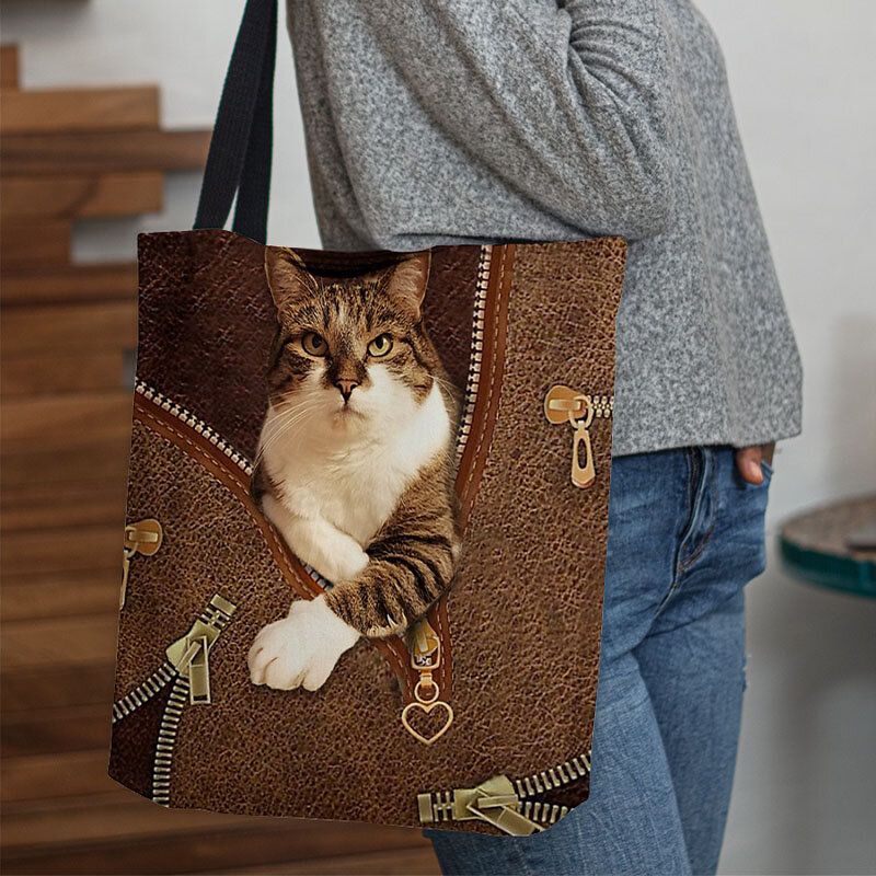 Frauen Fühlten Sich Niedlich 3d Dreidimensionale Cartoon Katze Muster Umhängetasche Handtasche Tote