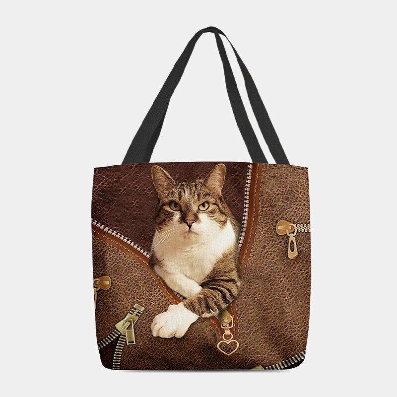 Frauen Fühlten Sich Niedlich 3d Dreidimensionale Cartoon Katze Muster Umhängetasche Handtasche Tote