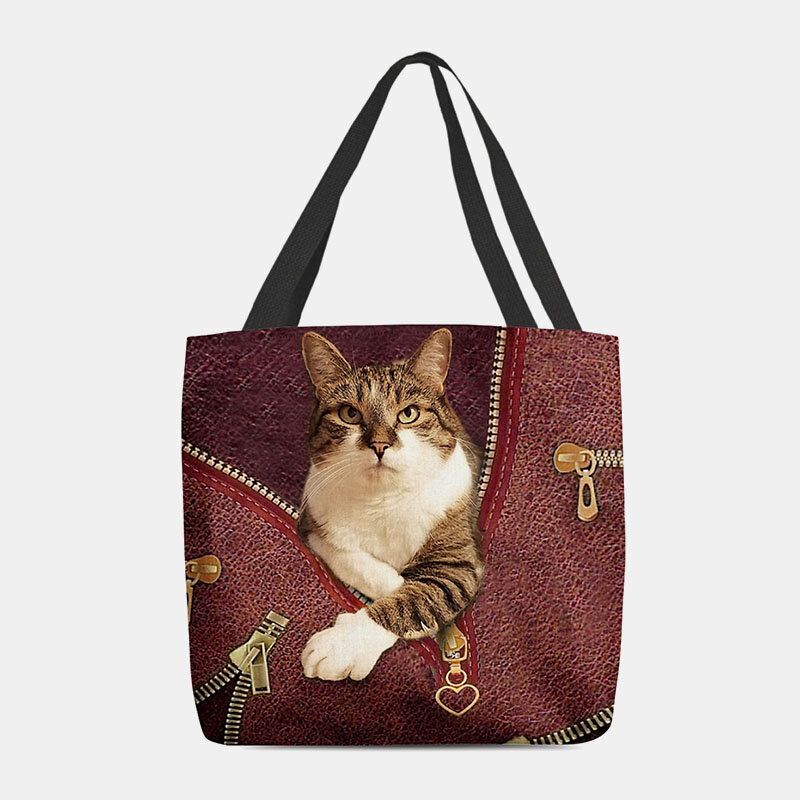 Frauen Fühlten Sich Niedlich 3d Dreidimensionale Cartoon Katze Muster Umhängetasche Handtasche Tote