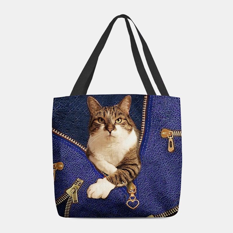 Frauen Fühlten Sich Niedlich 3d Dreidimensionale Cartoon Katze Muster Umhängetasche Handtasche Tote