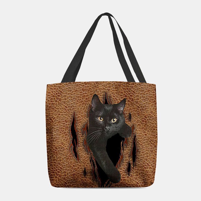 Frauen Fühlten Sich Niedlich 3d Dreidimensionale Cartoon Schwarze Katze Muster Umhängetasche Handtasche Tote