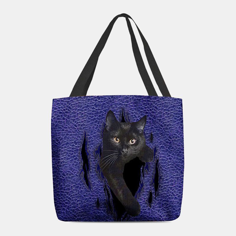 Frauen Fühlten Sich Niedlich 3d Dreidimensionale Cartoon Schwarze Katze Muster Umhängetasche Handtasche Tote