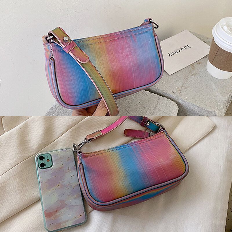 Frauen-kontrast-farben-regenbogen-kreativer Beiläufiger Tote-schulter-beutel-handtasche