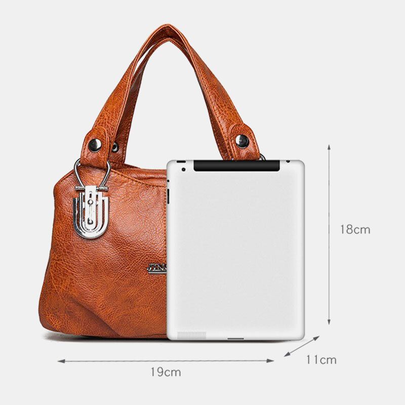 Frauen Kunstleder Retro Business Shopping All-match Große Kapazität Multi-carry Handtasche Tote Umhängetasche