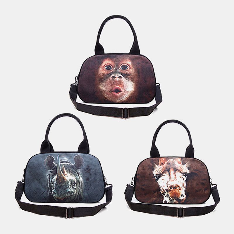 Frauen Leinwand 3d Dreidimensionale Süße Katze Tierdruck Casual Cartoon Handtasche Umhängetasche Satchel Bag