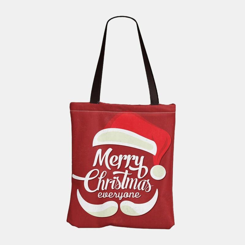 Frauen Leinwand Festlich Weihnachten Elch Weihnachtsmann Druck Muster Täglich Lässig Handtasche Schultertasche