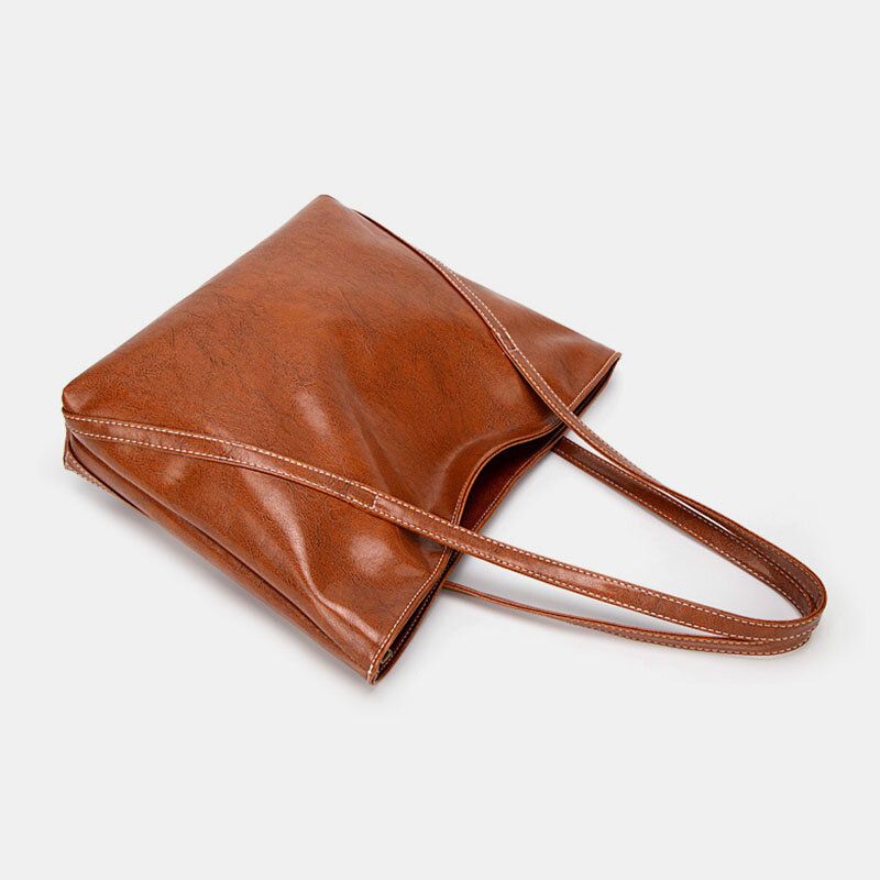 Frauen Pu-leder Frühling Vintage Große Kapazität Umhängetasche Handtasche Tote