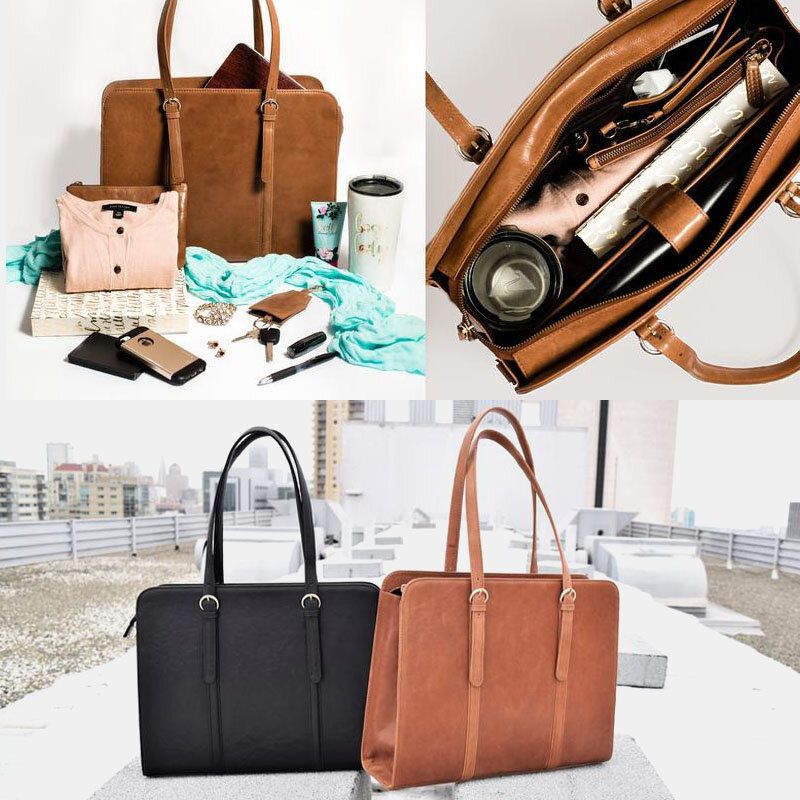 Frauen Pu-leder Große Kapazität Multi-pocket Casual Business Convertible Tote Handtasche Umhängetasche