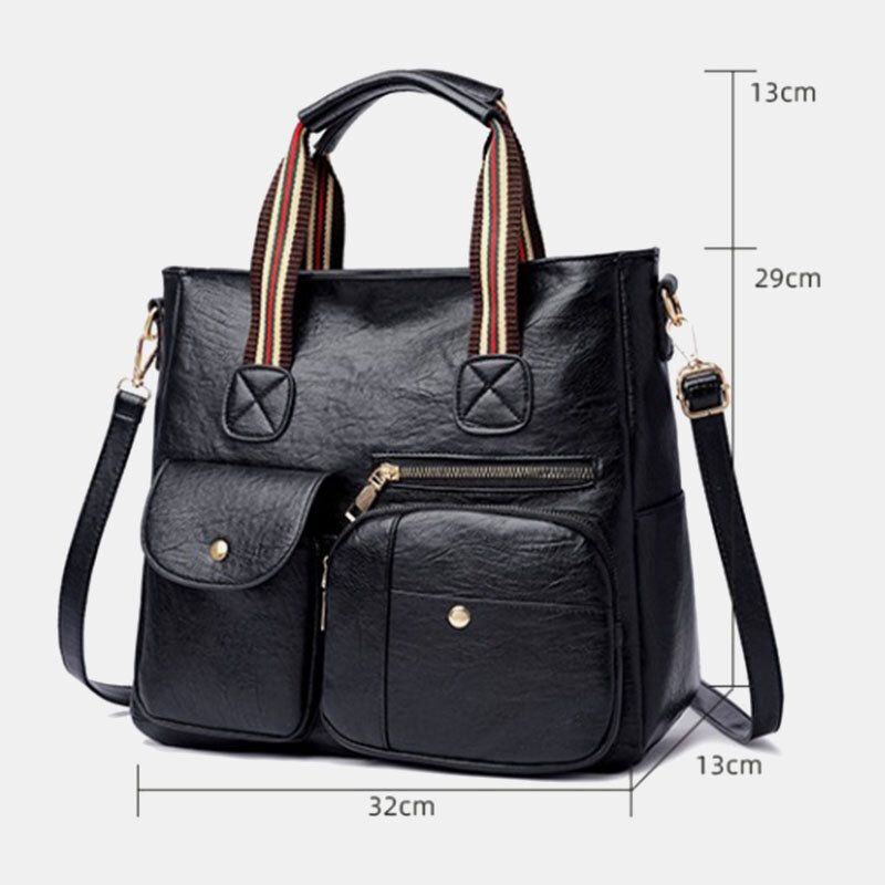 Frauen Pu-leder Große Kapazität Multi-pocket Elegant Tote Umhängetaschen Umhängetasche Handtasche