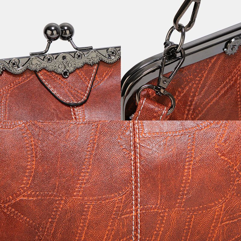 Frauen Pu-leder Große Kapazität Vintage Lock Handtasche Umhängetasche Umhängetasche