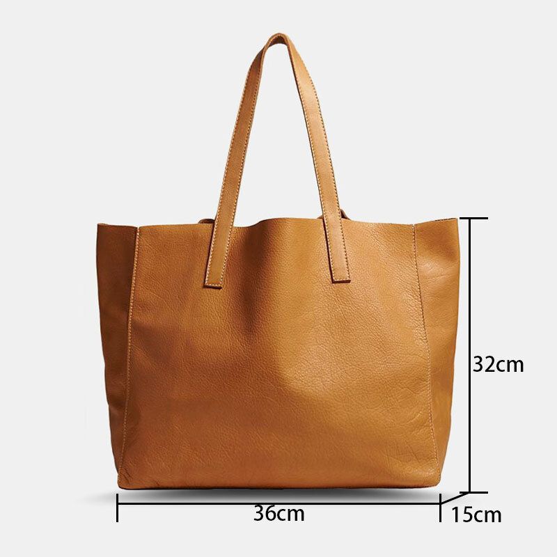 Frauen Pu-leder Lychee Muster Große Kapazität Umhängetasche Vintage Leichte Atmungsaktive Handtasche Tote