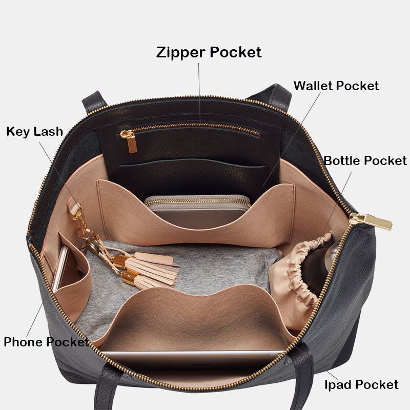 Frauen Pu-leder Schlüsselanhänger Multi-pocket Laptoptasche Mit Großer Kapazität Aktentasche Business-handtasche