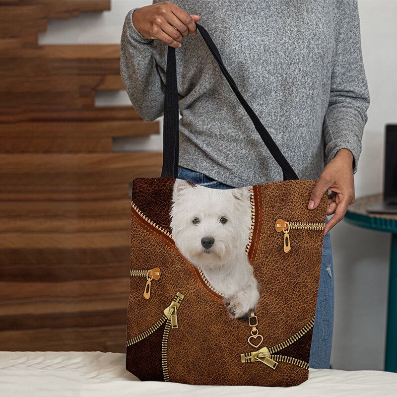 Frauen-segeltuch-nettes 3d Dreidimensionales Karikatur-hundemuster-beiläufige Umhängetasche-handtaschen-tote