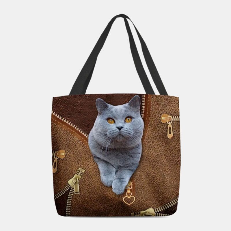 Frauen-segeltuch-nettes 3d Dreidimensionales Karikatur-katzen-muster-beiläufige Umhängetasche-handtaschen-tote