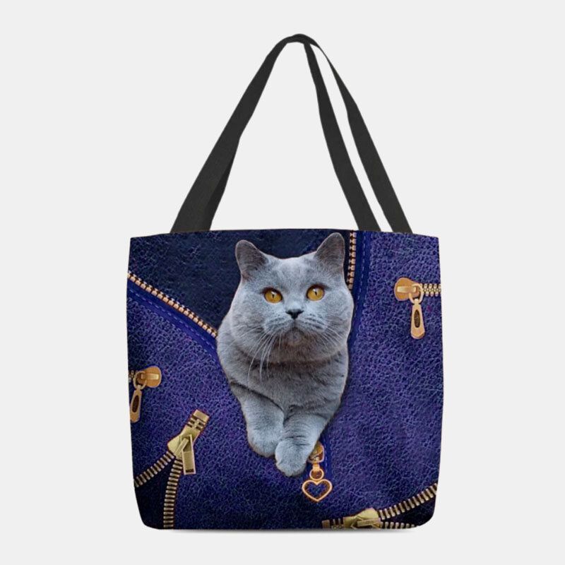 Frauen-segeltuch-nettes 3d Dreidimensionales Karikatur-katzen-muster-beiläufige Umhängetasche-handtaschen-tote