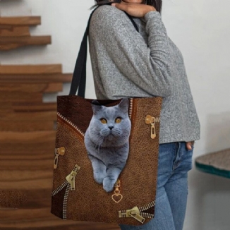 Frauen-segeltuch-nettes 3d Dreidimensionales Karikatur-katzen-muster-beiläufige Umhängetasche-handtaschen-tote