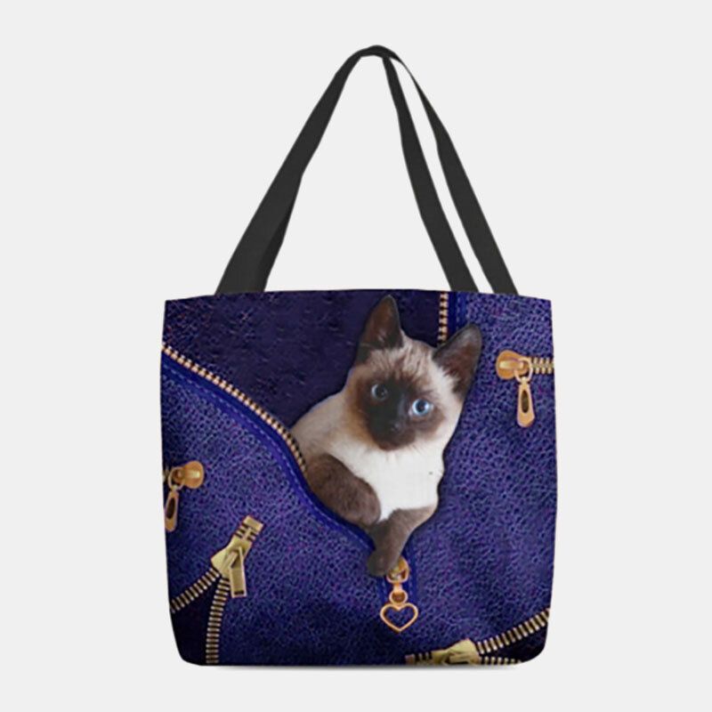 Frauen-segeltuch-nettes 3d Dreidimensionales Katzen-muster-beiläufige Umhängetasche-handtaschen-tote