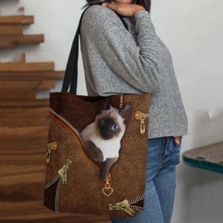 Frauen-segeltuch-nettes 3d Dreidimensionales Katzen-muster-beiläufige Umhängetasche-handtaschen-tote