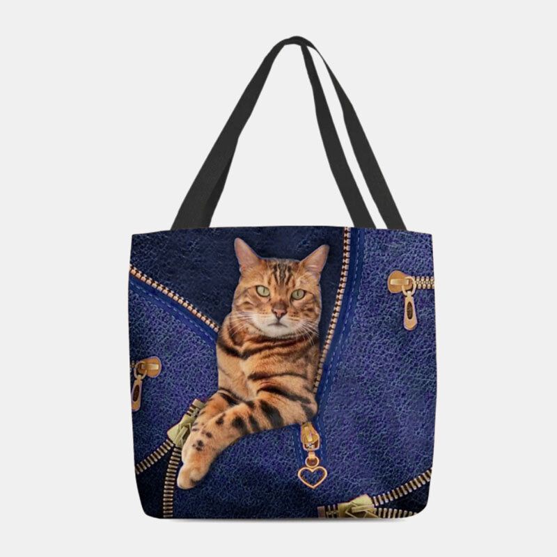 Frauen-segeltuch-niedliche 3d Dreidimensionale Vision-katzen-muster-umhängetasche-handtaschen-tote