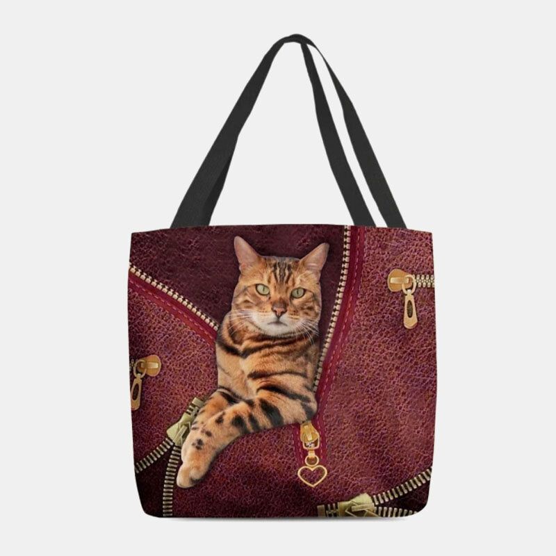 Frauen-segeltuch-niedliche 3d Dreidimensionale Vision-katzen-muster-umhängetasche-handtaschen-tote