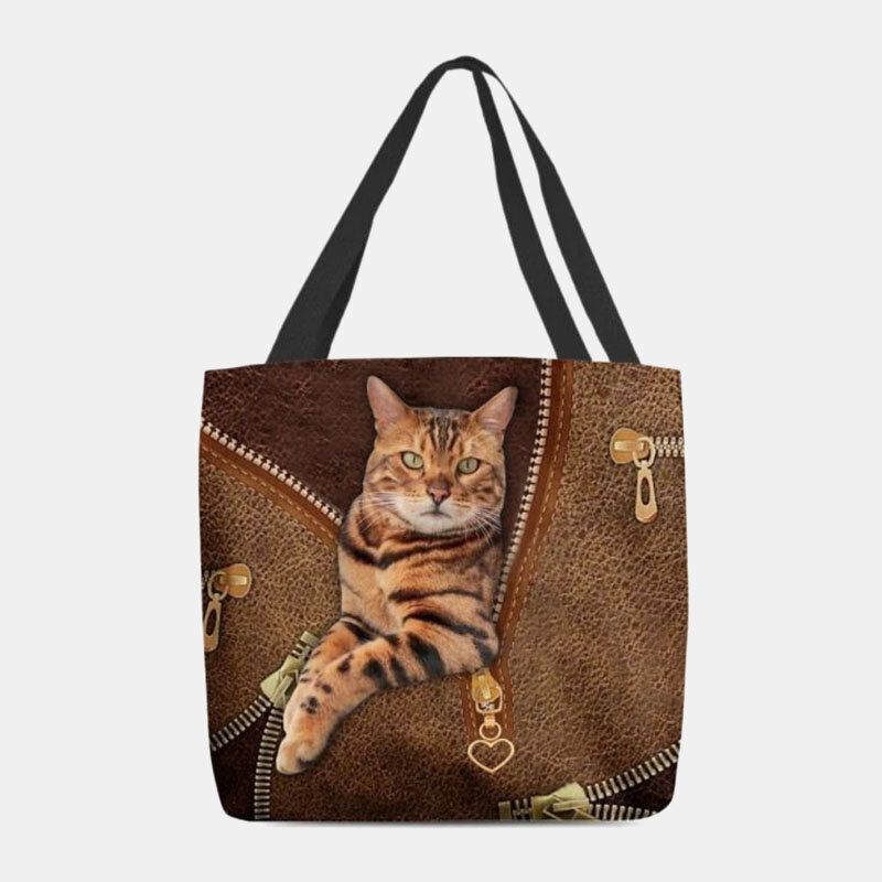 Frauen-segeltuch-niedliche 3d Dreidimensionale Vision-katzen-muster-umhängetasche-handtaschen-tote