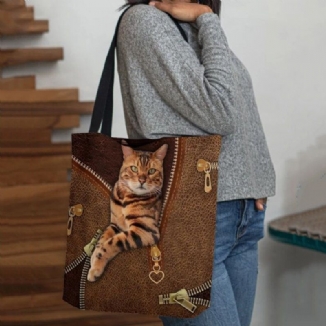 Frauen-segeltuch-niedliche 3d Dreidimensionale Vision-katzen-muster-umhängetasche-handtaschen-tote