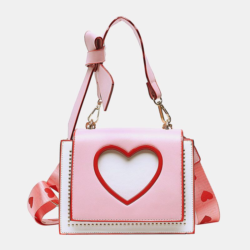 Frauen Valentinstag Aushöhlen Liebe Bestickt Umhängetasche Schultertasche Handtasche