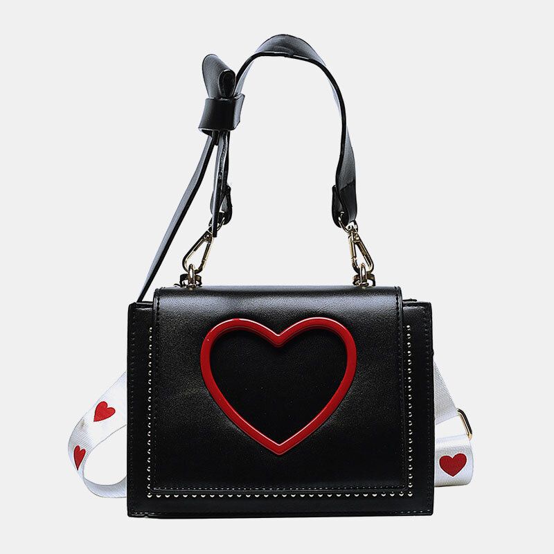 Frauen Valentinstag Aushöhlen Liebe Bestickt Umhängetasche Schultertasche Handtasche