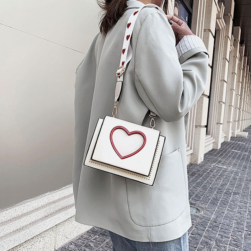 Frauen Valentinstag Aushöhlen Liebe Bestickt Umhängetasche Schultertasche Handtasche