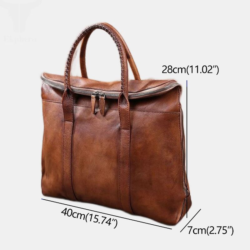 Herren Echtes Leder Retro Multi-pocket 15.6 Zoll Laptoptasche Aktentasche Business Handtasche Umhängetasche