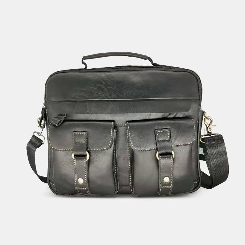 Herren Echtleder Multi-pocket Handtasche Businesstasche Laptoptasche Umhängetasche