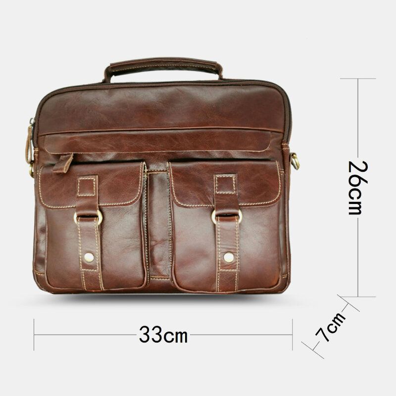 Herren Echtleder Multi-pocket Handtasche Businesstasche Laptoptasche Umhängetasche