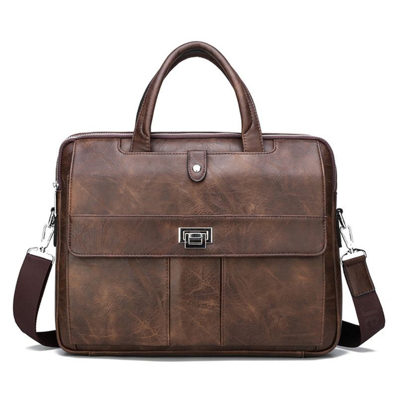 Herren Kunstleder Große Kapazität Horizontale Aktentasche Business Vintage Multifunktionale Handtasche