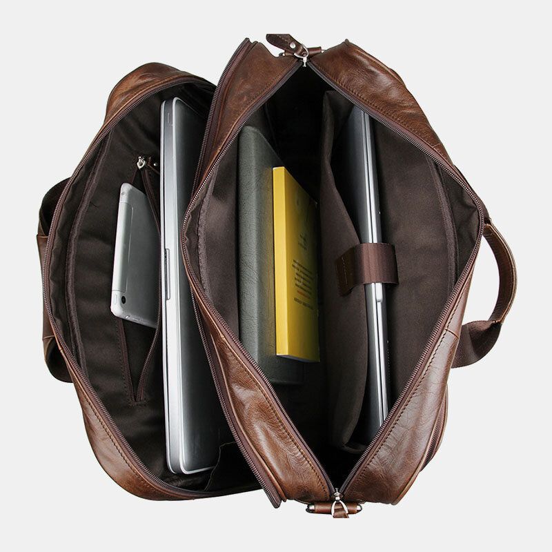 Herren Kunstleder Multi-pocket Multifunktions Spritzwassergeschützt 15.6 Zoll Laptoptaschen Aktentaschen Umhängetasche Handtasche