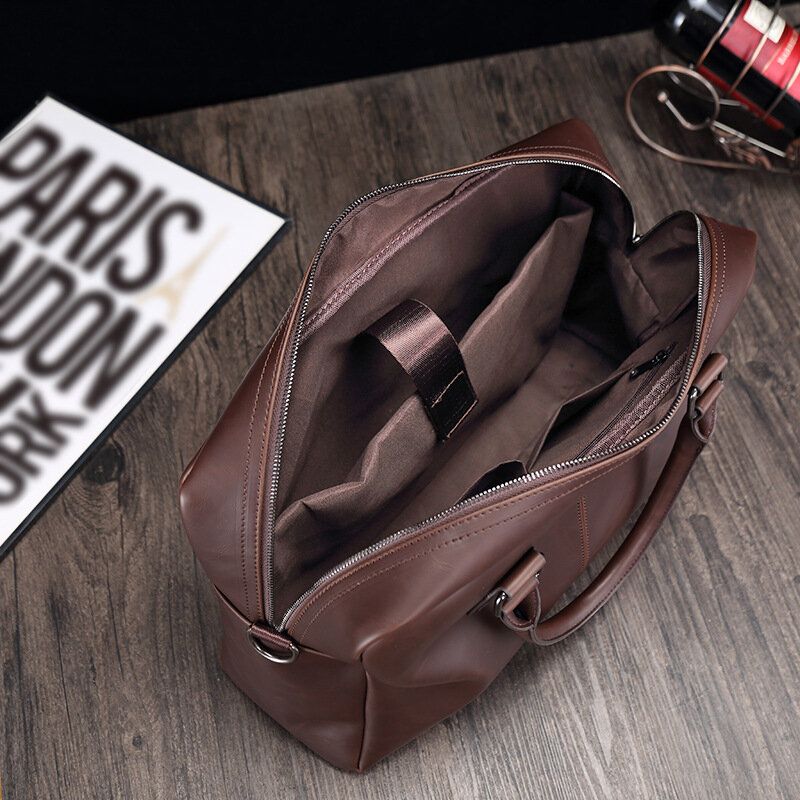 Herren Kunstleder Vintage Business Multifunktionale Handtasche Große Kapazität Aktentasche Umhängetasche