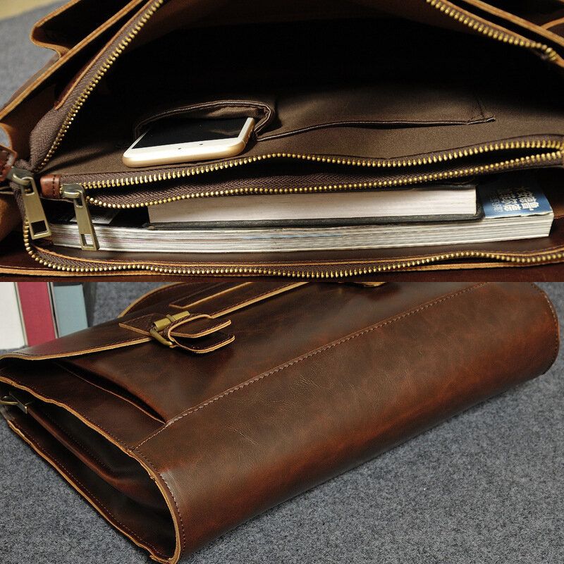 Herren Pu-leder Handtasche Mit Mehreren Taschen Businesstasche Laptoptasche Umhängetasche