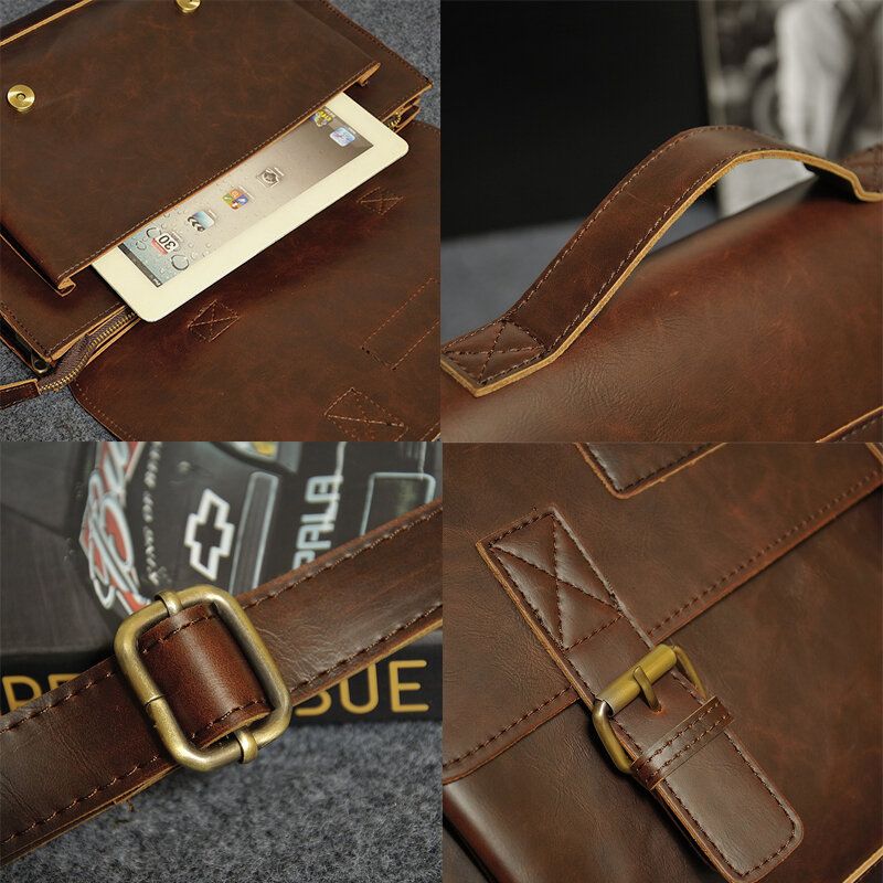 Herren Pu-leder Handtasche Mit Mehreren Taschen Businesstasche Laptoptasche Umhängetasche