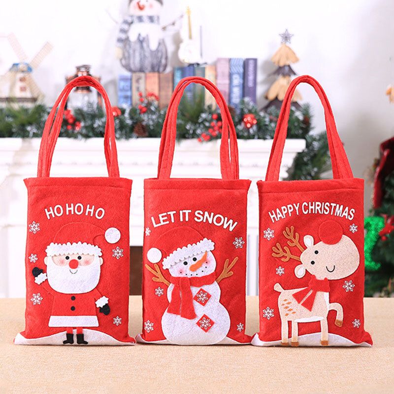 Kind Süß Festlich Weihnachten Weihnachtsmann Elch Muster Dekoration Süßigkeiten Snack Tasche Handtasche