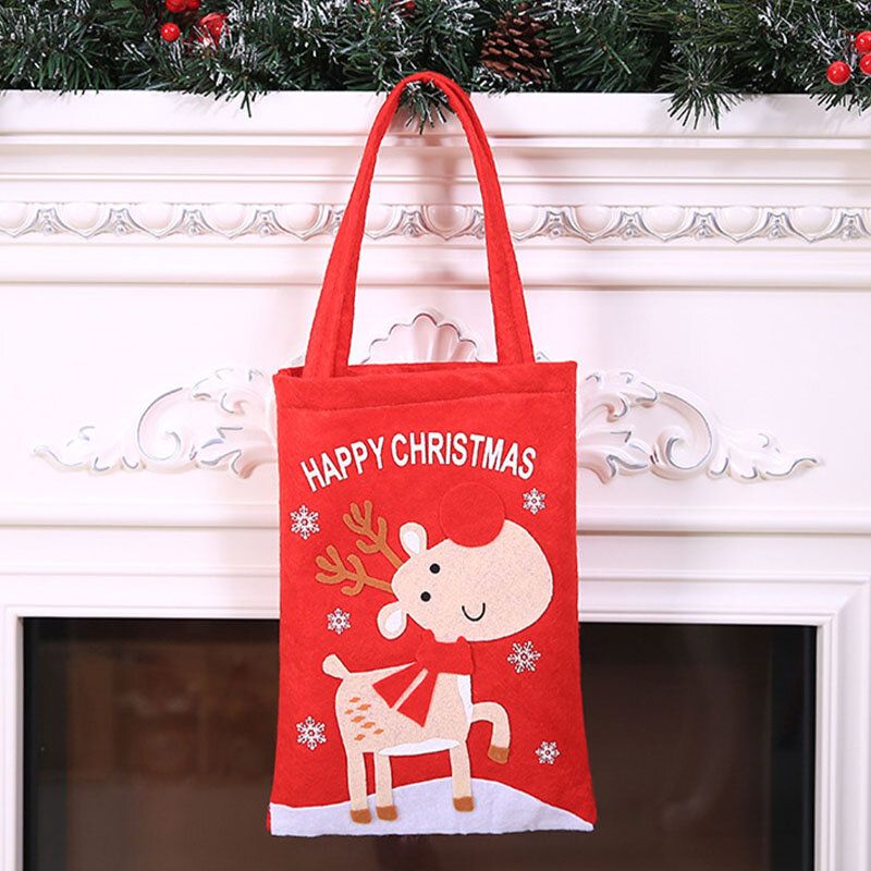 Kind Süß Festlich Weihnachten Weihnachtsmann Elch Muster Dekoration Süßigkeiten Snack Tasche Handtasche