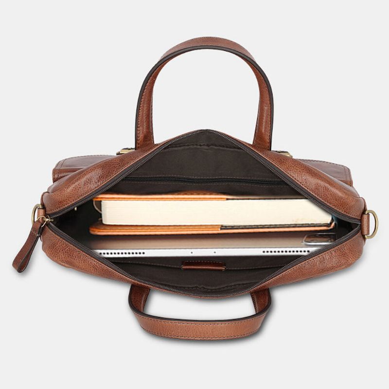 Männer Pu-leder Vintage Bussiness Vielseitige Multi-taschen Lehrertasche Aktentasche Multifunktions-umhängetasche Handtasche