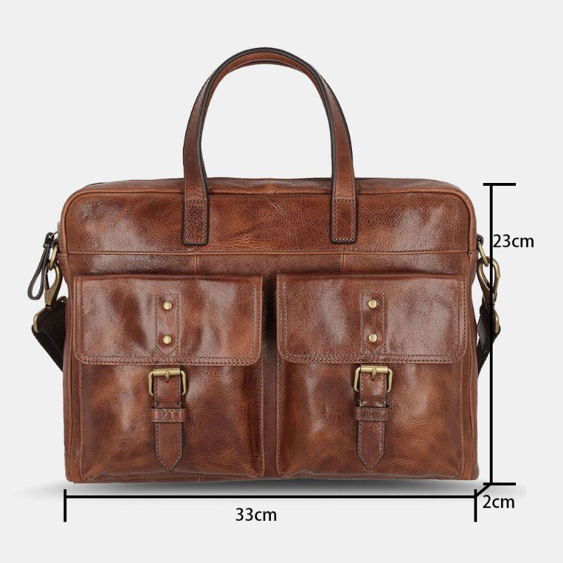 Männer Pu-leder Vintage Bussiness Vielseitige Multi-taschen Lehrertasche Aktentasche Multifunktions-umhängetasche Handtasche