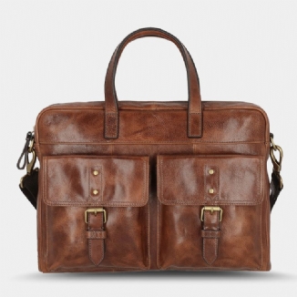 Männer Pu-leder Vintage Bussiness Vielseitige Multi-taschen Lehrertasche Aktentasche Multifunktions-umhängetasche Handtasche