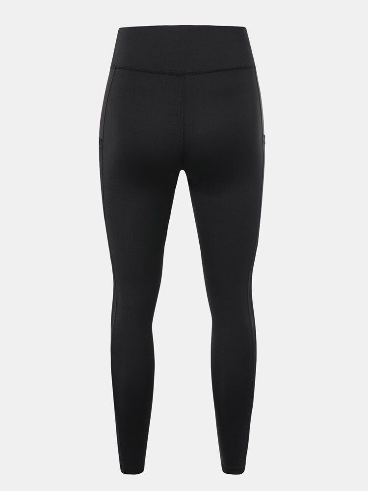 Damen Einfarbig Mesh Patchwork Hip Lift Sport Yoga Leggings