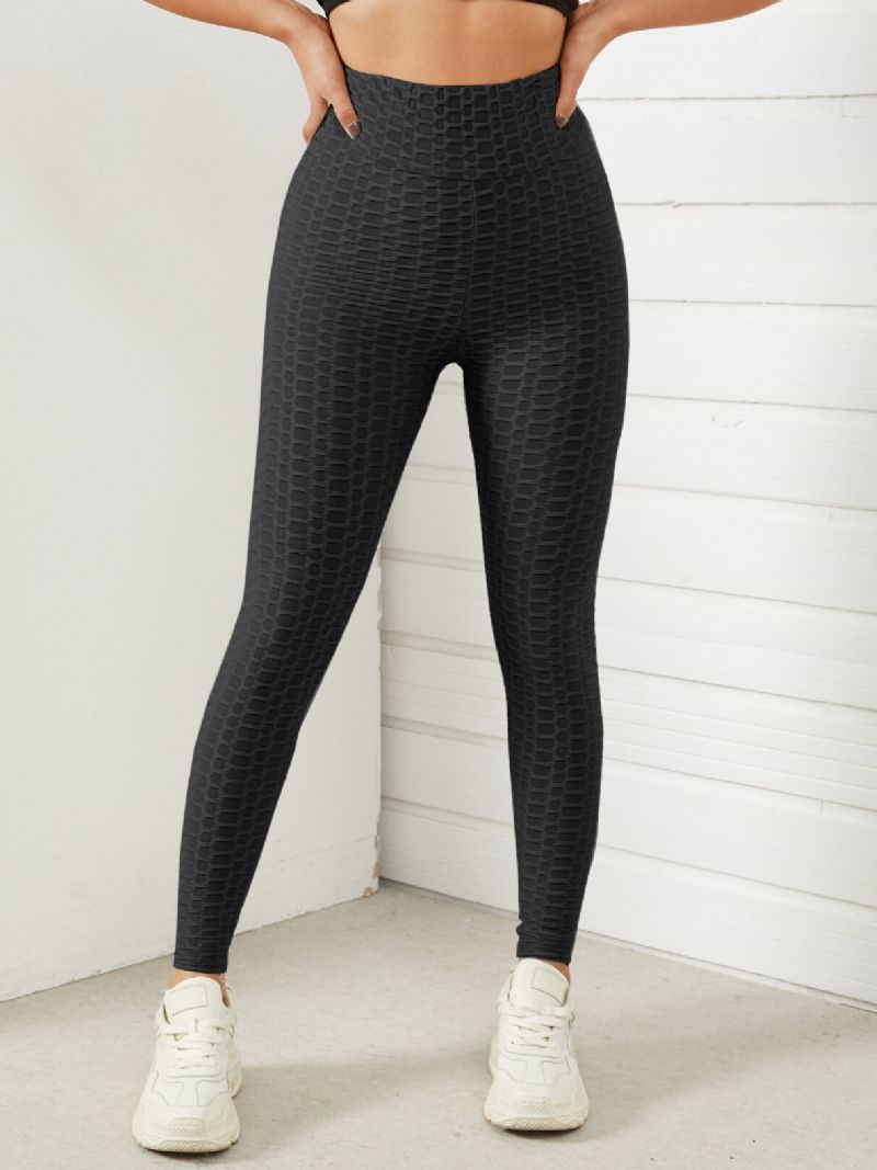 Damen-leggings Mit Einfarbiger Textur Sportlicher Elastischer Taille Und Superstretch