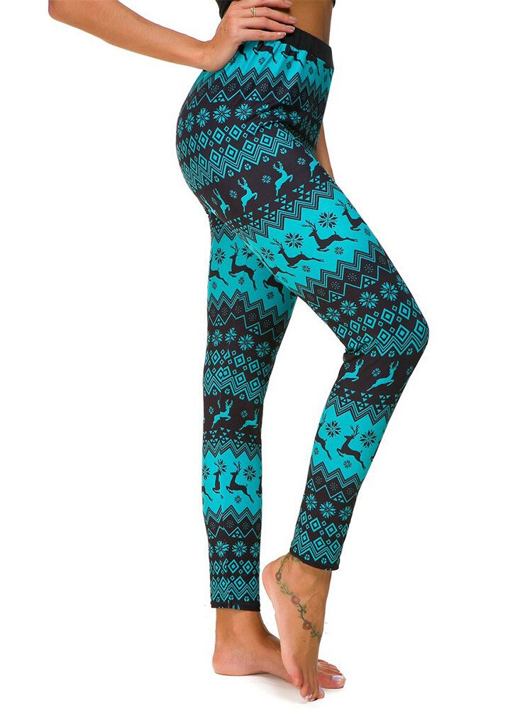 Damen-leggings Mit Elastischem Bund Und Weihnachtsmotiv