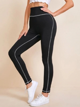 Einfarbige Yoga-leggings Mit Hoher Taille Und Steppnähten Für Damen