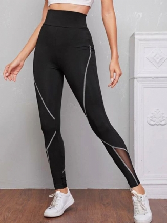 Frauen Patch Line Print Elastische Taille Bodycon Sport Casual Leggings